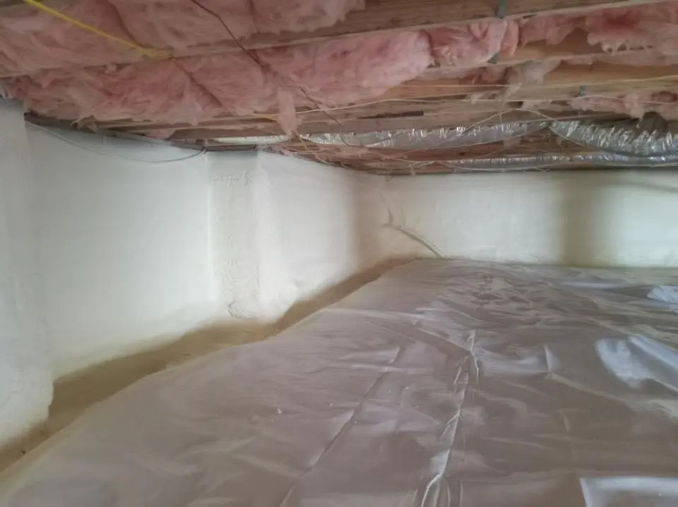 Crawl space encapsulation with closed-cell spray foam for Commercial Roof Restoration in West Covina